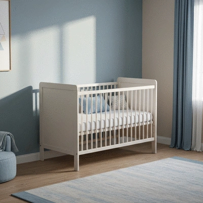 Modern baby cot bed with safe design, no text, no words, no typography
