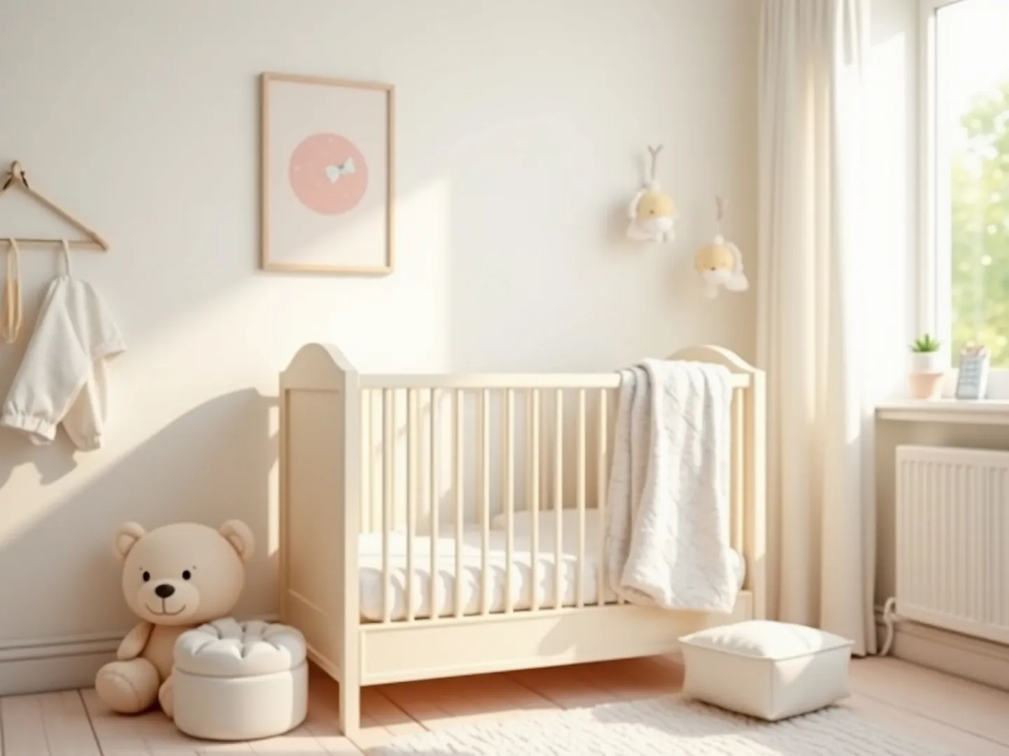 Beautifully designed baby nursery with a cot bed