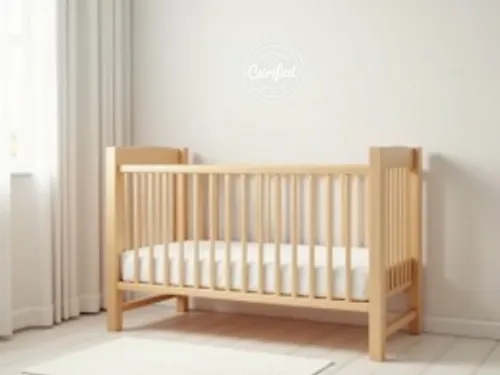 Baby cot with safety rating badge